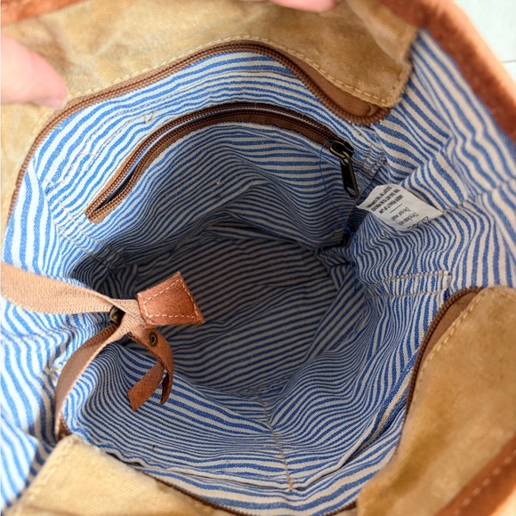 The Original Peace and Patience Sustainable Canvas Leather Crossbody Bag purse - Picture 6 of 8